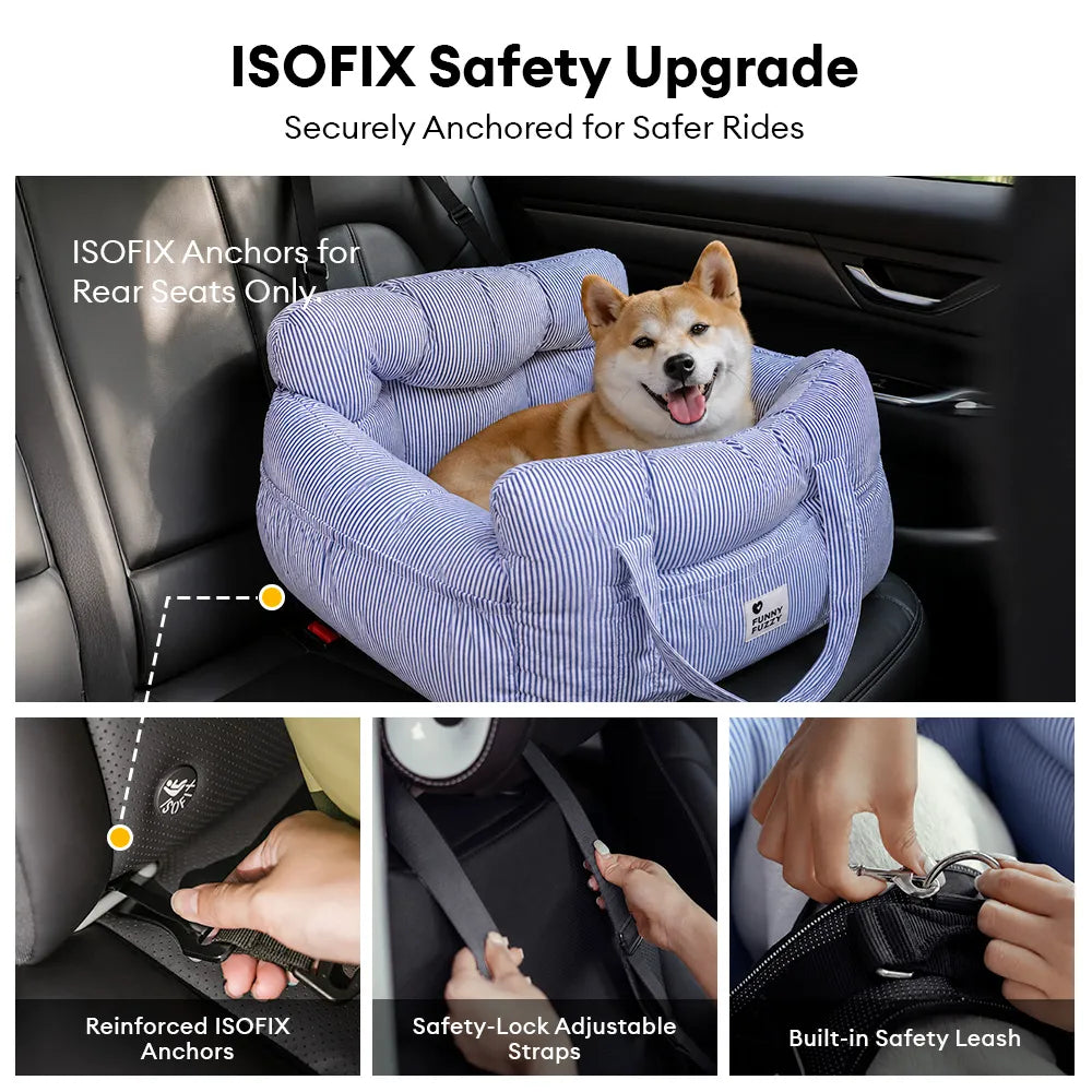 Portable ISOFIX Dog Car Seat Bed with LATCH System