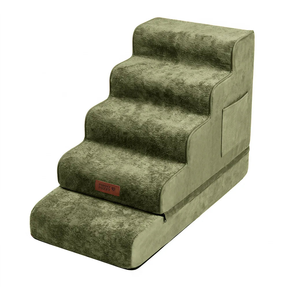 Plush Velvet 2-in-1 Foam Dog Stairs & Pet Mat for Bed