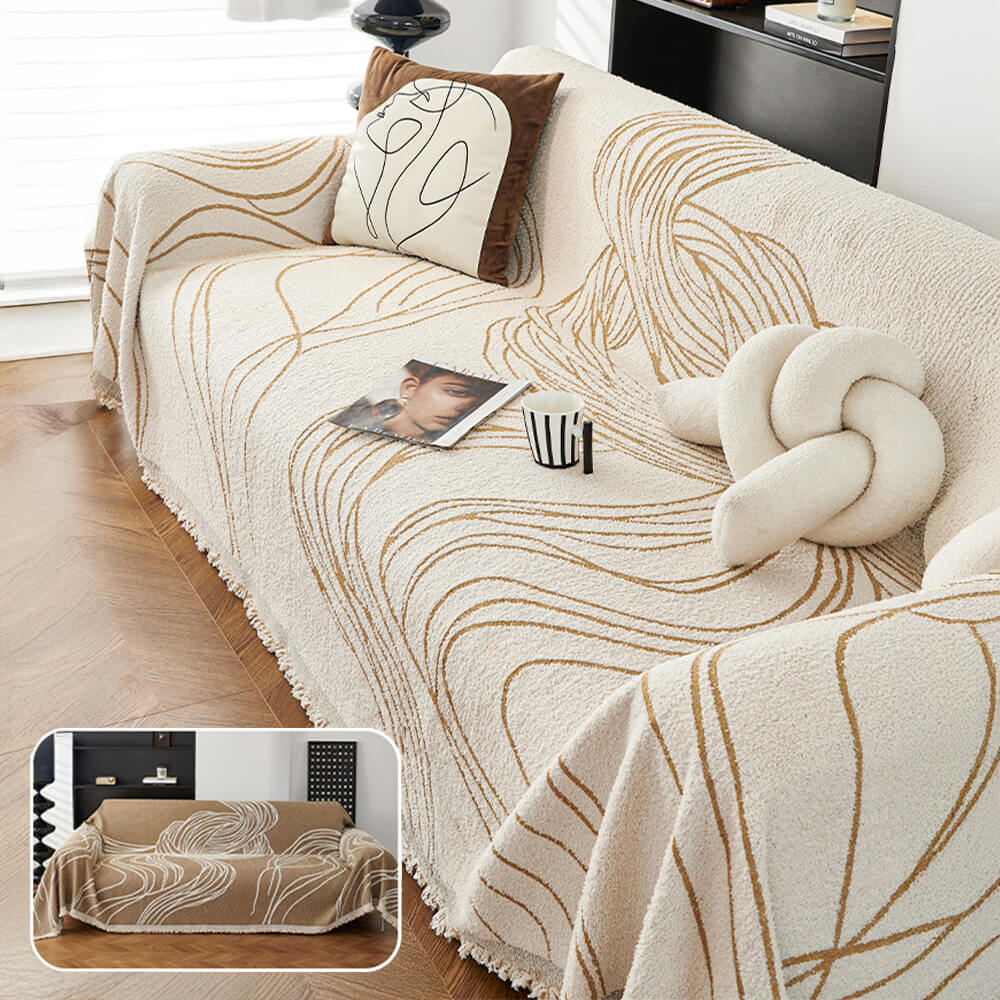 Minimalist Chenille Reversible Cat-Scratch Resistant Non-Slip Couch Cover