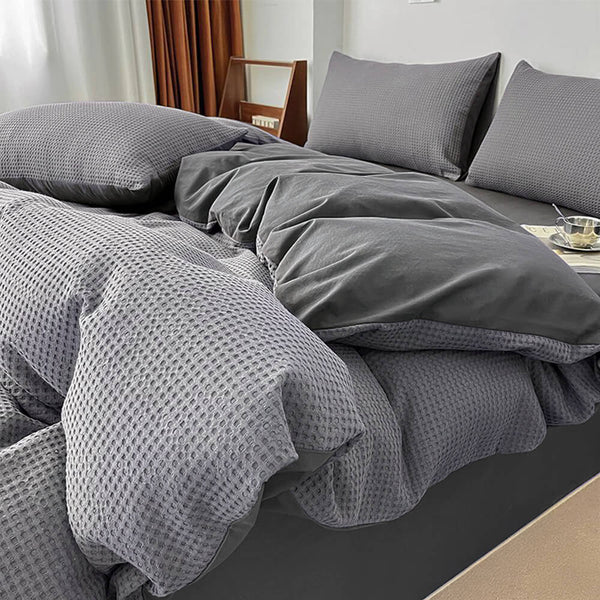 Premium Waffle Weave Breathable Cotton Bed Sheet Set