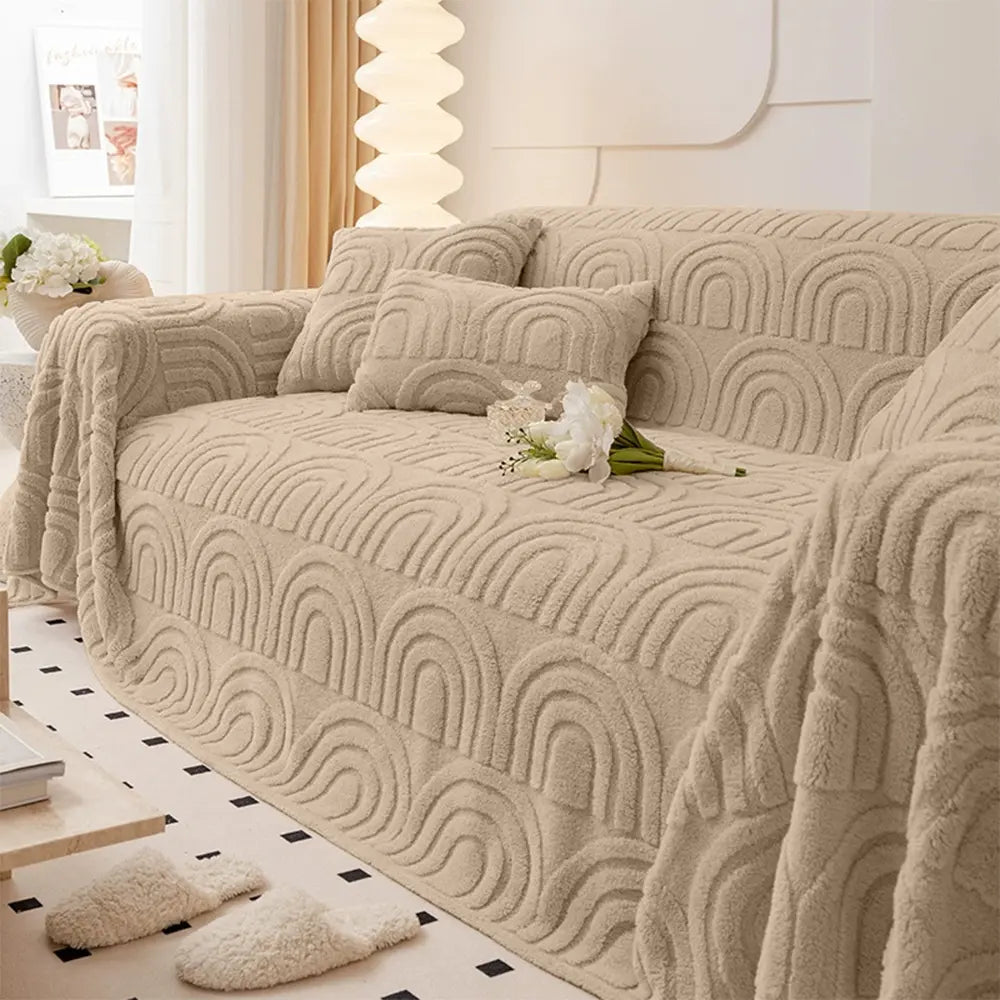 Plush Arch Pattern Modern Dual-Use Throw Blanket Couch Cover