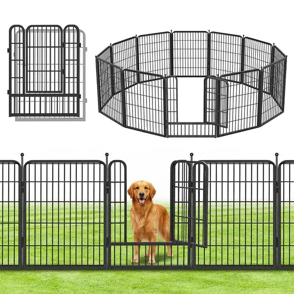 Multifunctional Rust-Proof Metal Pet Fence with Tall Garden Gate