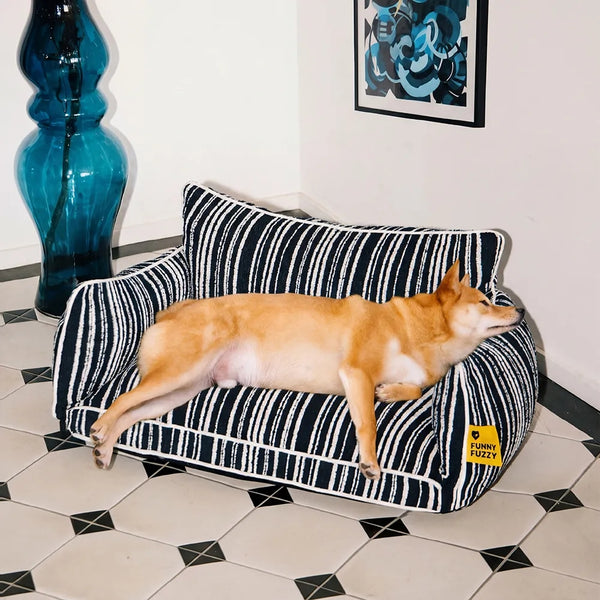 SnugNest Textured Stripe Dog Sofa Bed