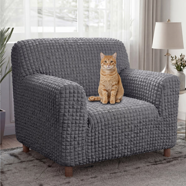 Cream Style Seersucker Breathable Stretchy Full-Coverage Magic Armchair Cover