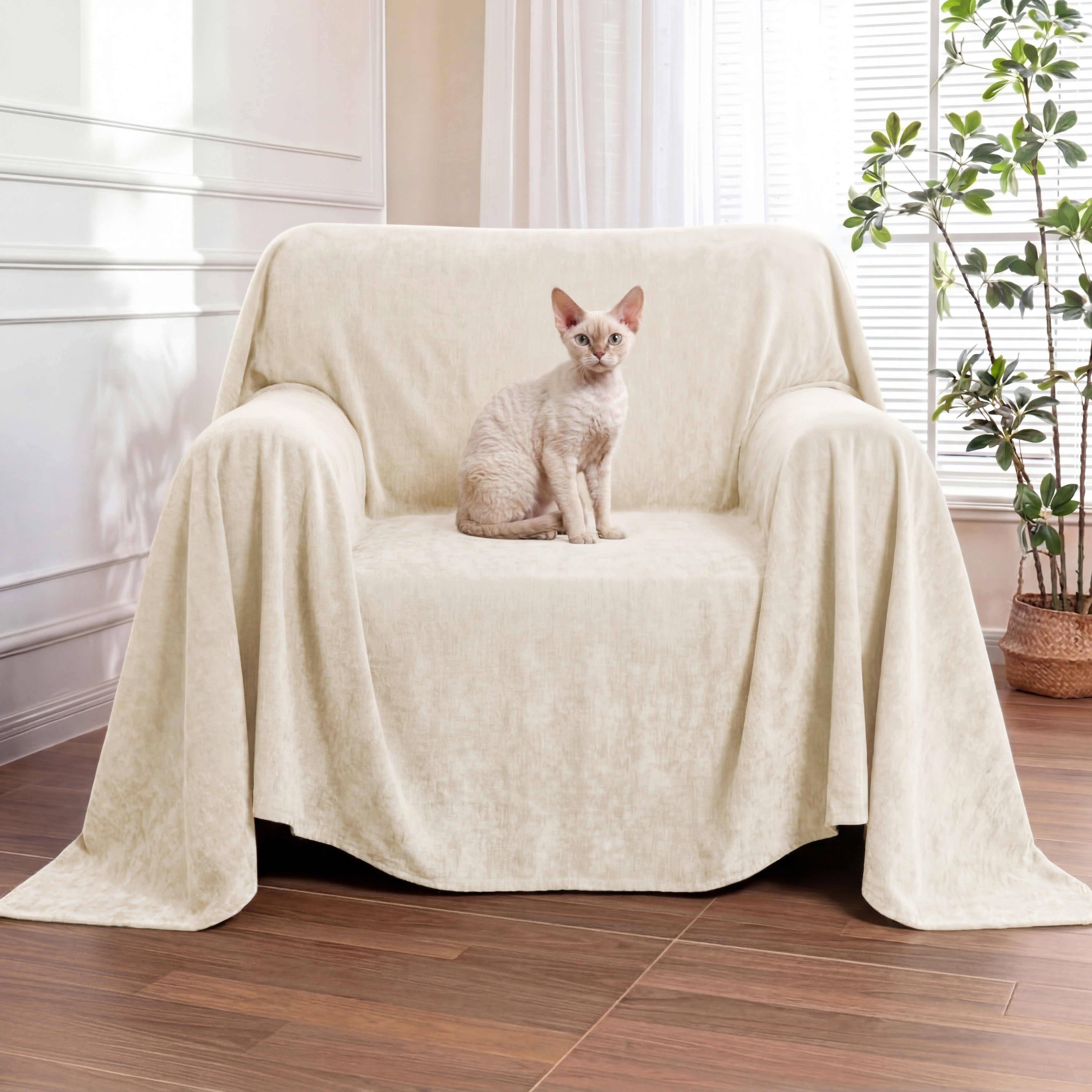 Soft and Waterproof Scratch-Resistant Non-Linting Throw Armchair Cover