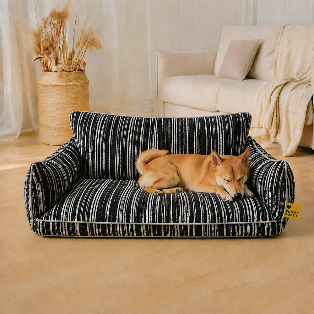 SnugNest Textured Stripe Dog Sofa Bed