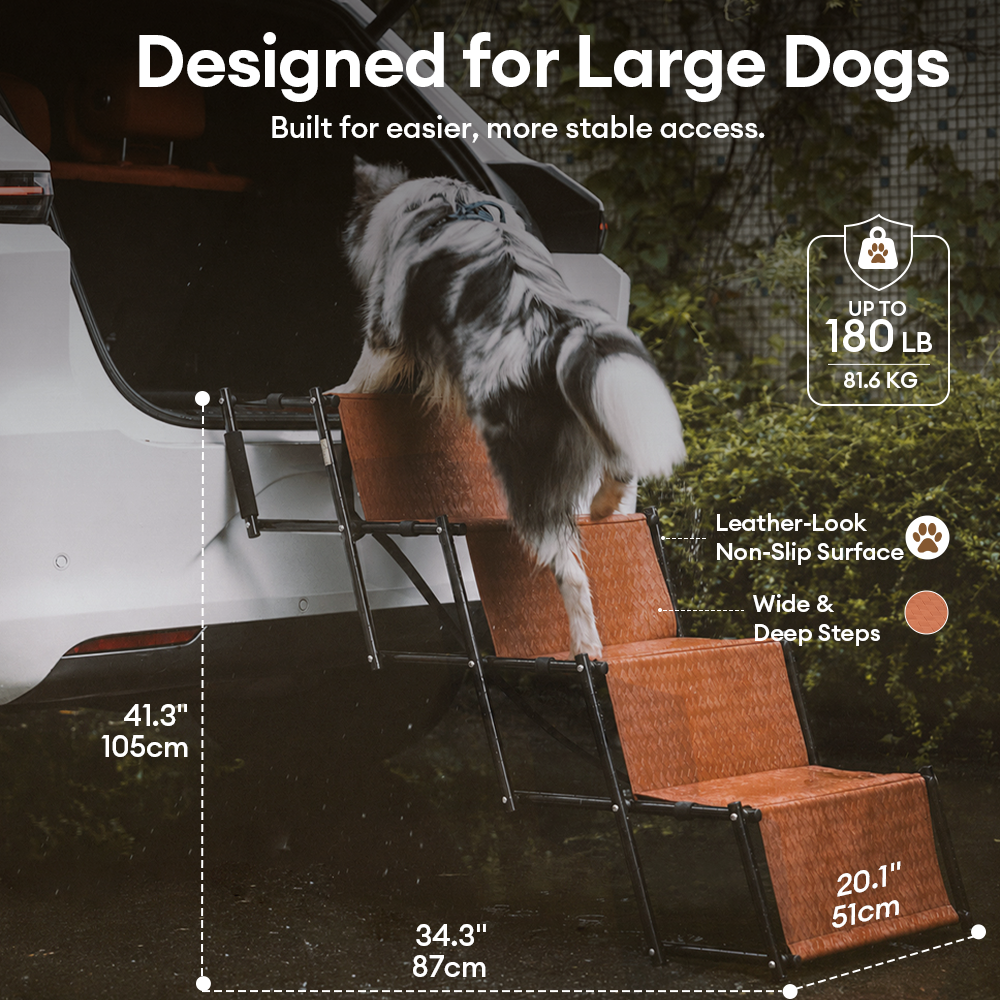 Foldable Dog Stairs for Car with Wide Non-Slip Steps - LuxeNest
