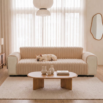 One-Piece Waterproof Pet-Friendly Ribbed Plush Recliner Couch Cover- Cozy Nest