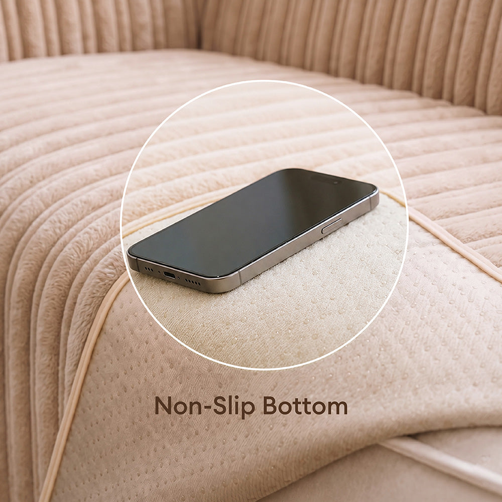 One-Piece Waterproof Pet-Friendly Ribbed Plush Recliner Couch Cover- Cozy Nest