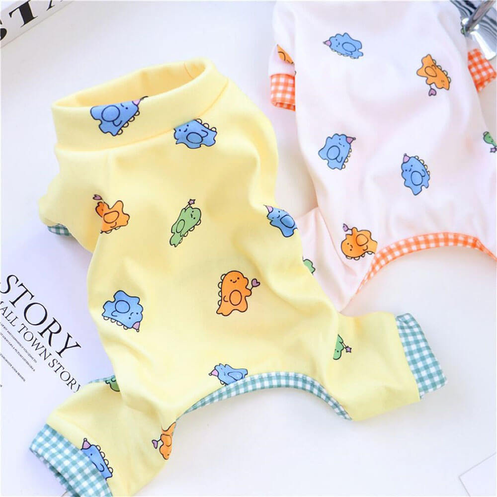 Cute Dinosaur Print Dog Pajamas - Soft and Cozy Sleepwear for Pets