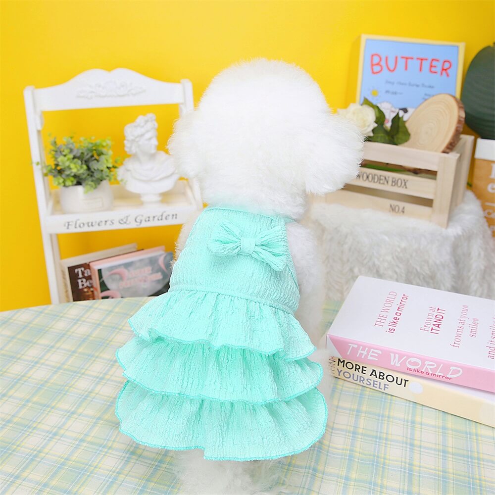 Adorable Ruffled Dog Dress with Bow - Perfect for Summer Outings