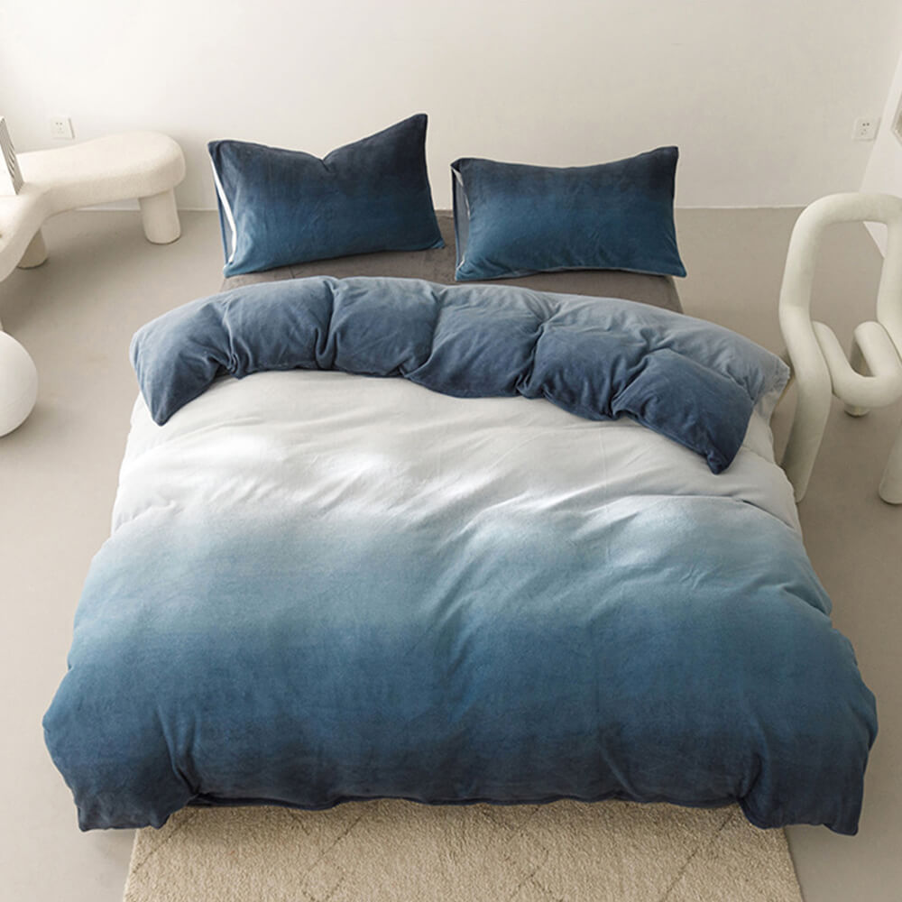 Stylish Velvet Gradient Stretchable Bed Sheet Set