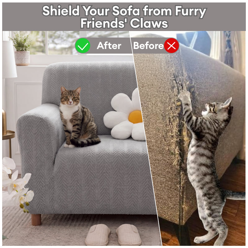 Elegante cubierta de sofá mágica de estiramiento de crema de crema en espiga