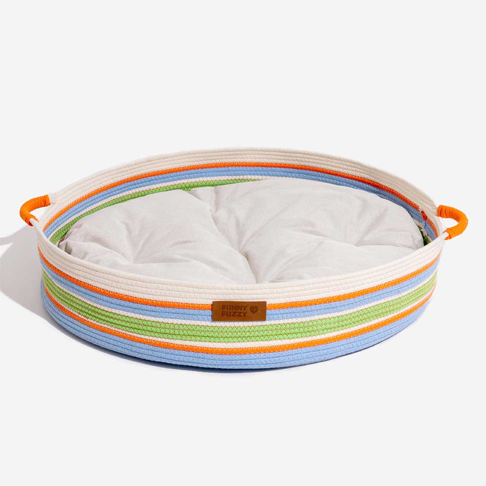 Handcrafted Stripe Calming Pet Bed - Timeless Nest