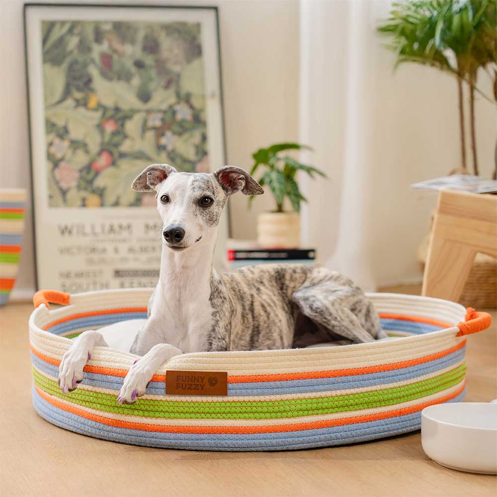 Handcrafted Stripe Calming Pet Bed - Timeless Nest