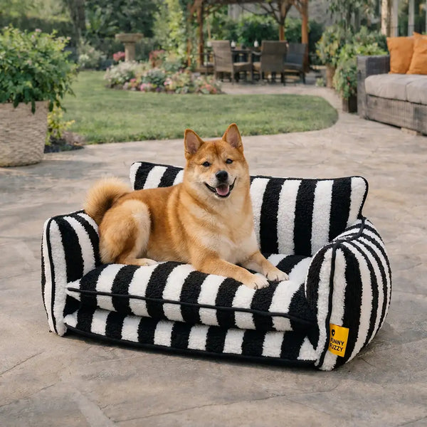 Trendy Striped Faux Lambswool Double Layer Dog & Cat Sofa Bed - Outdoor