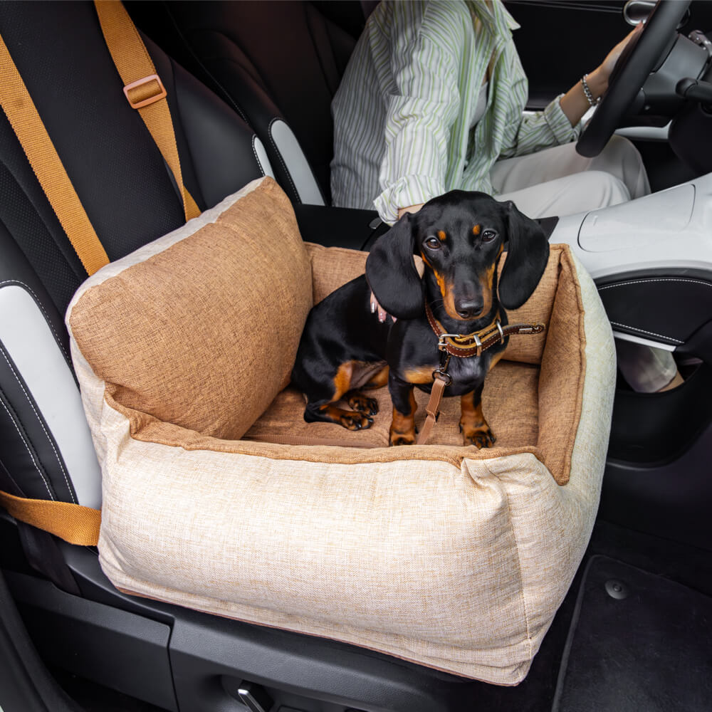 Light Coffee Waterproof Safety Dog Car Seat Bed