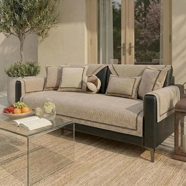 Simple Modern Jacquard High-Weight Non-Slip Chenille Outdoor Couch Cover