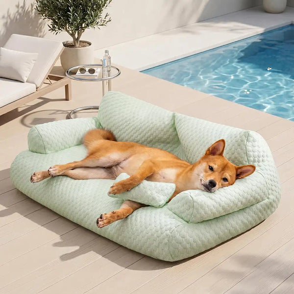 Ice Silk Cooling Pet Bed Breathable Washable Dog Sofa Bed - Outdoor