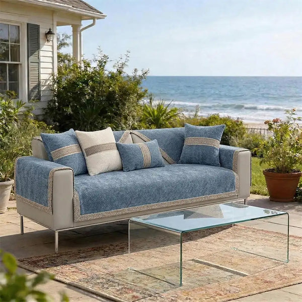 All-Season Modern Tweed Woven Chenille Anti-Slip Outdoor Couch Cover