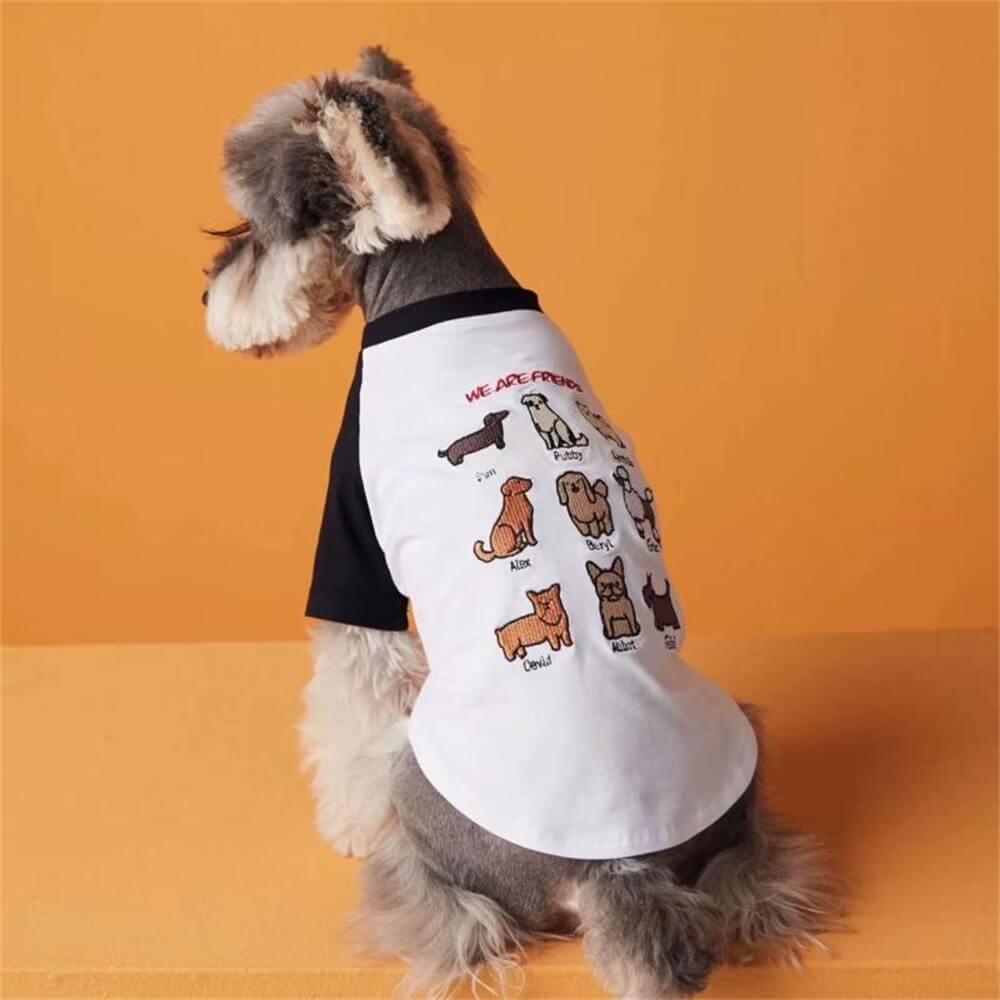 Ropa para perros, camiseta a juego de colores a la moda con bordado