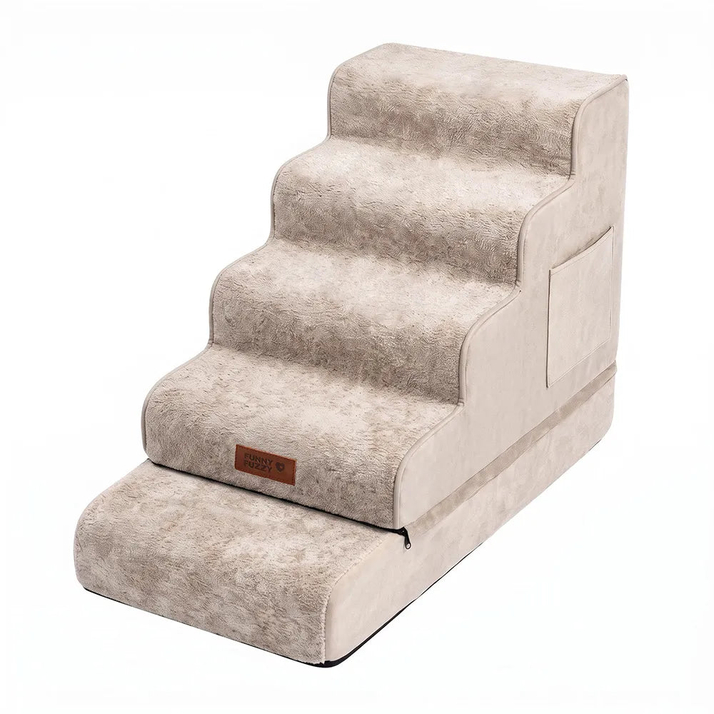 Plush Velvet 2-in-1 Foam Dog Stairs & Pet Mat for Bed