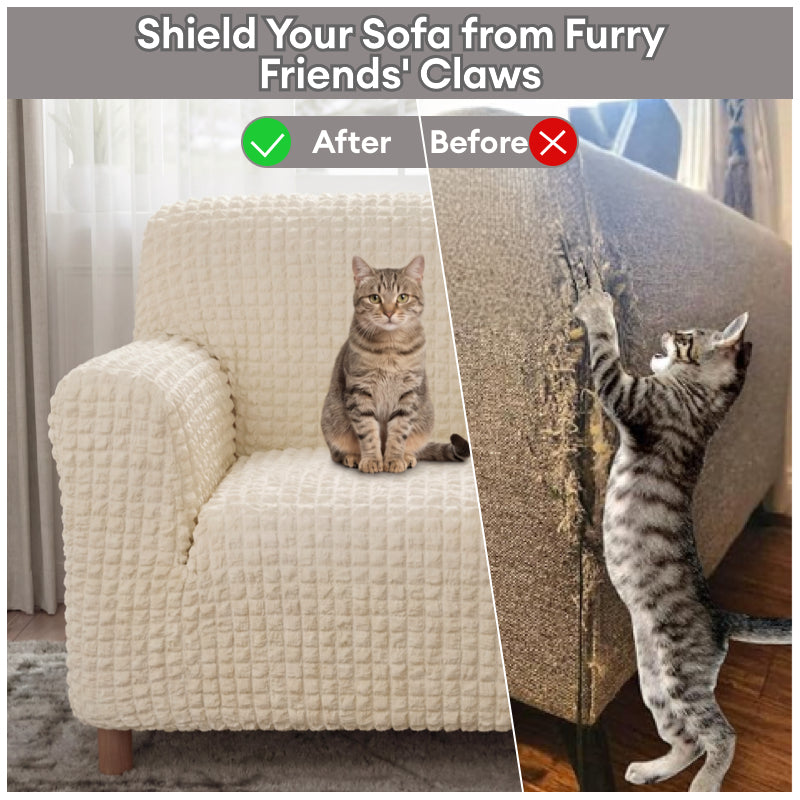 Cream Style Seersucker Breathable Stretchy Full-Coverage Magic Armchair Cover