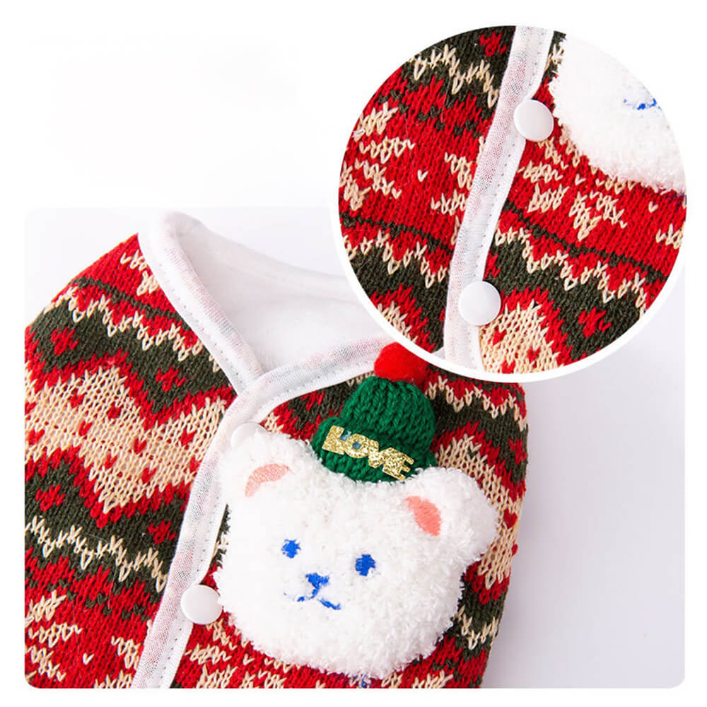 Festive Bear Knit Dog Sweater – Cozy and Perfect for the Holidays