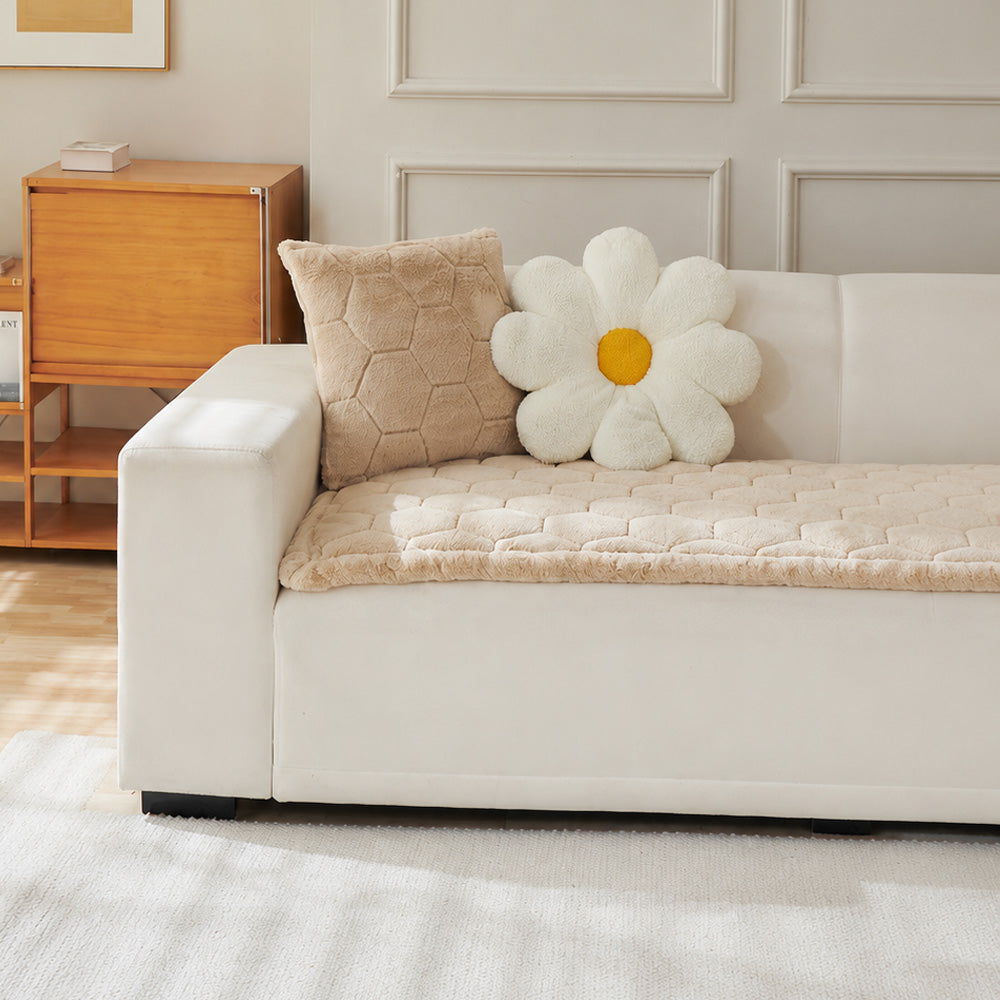 Thick Plush Hexagon-Quilted Pet Mat Non-Slip Couch Cover