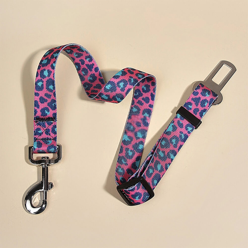 Adjustable Printed Nylon Dog Leash Pet Car Seat Belt