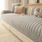 Striped & Bubble-Textured Plush Non-Slip Couch Cover