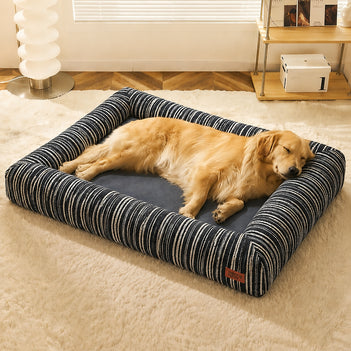 SnugNest Textured Stripe Orthopedic Dog Bed