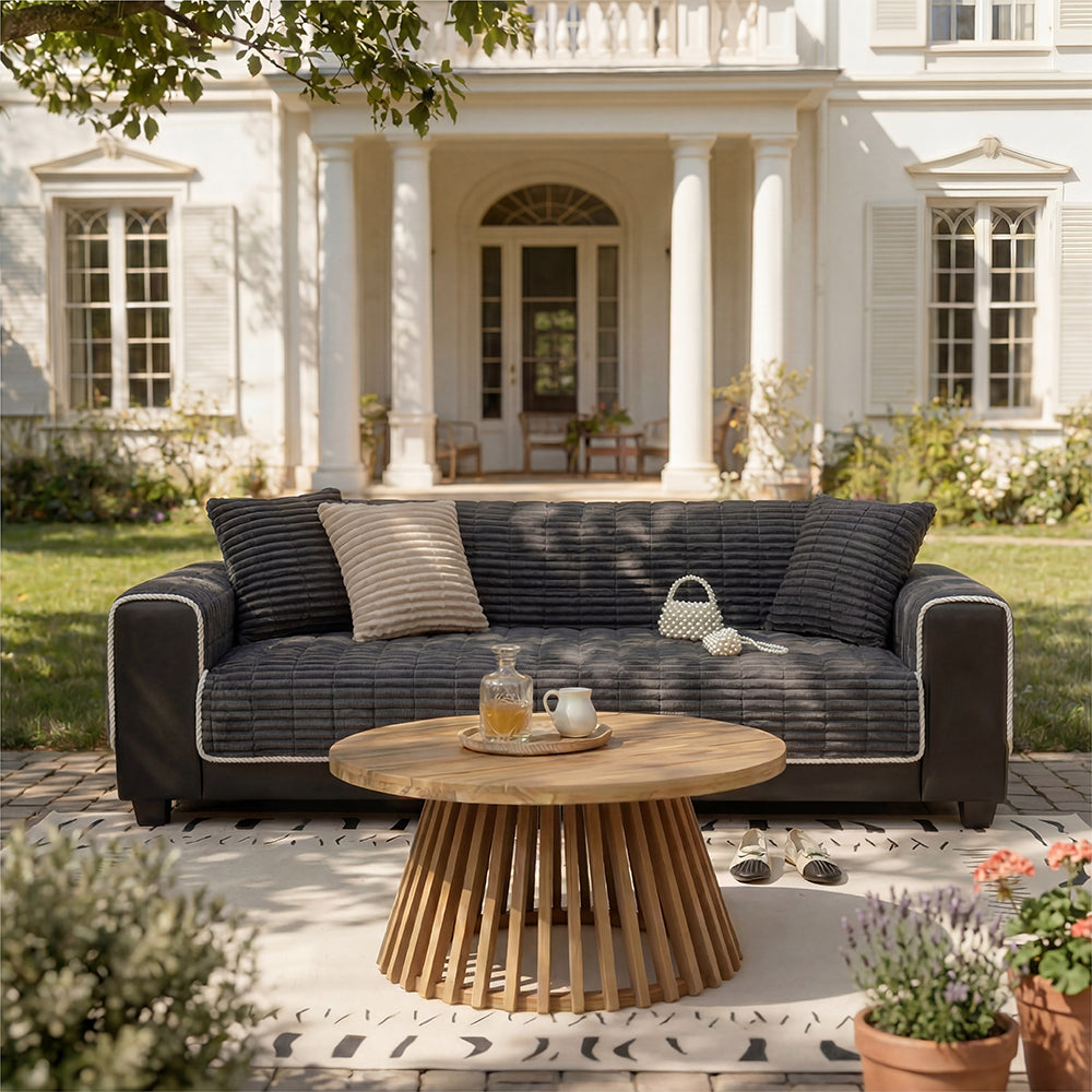 One-Piece Cozy Flannel Sofa Protection Non-Slip Outdoor Couch Cover