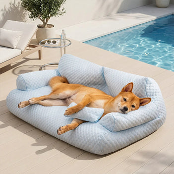 Ice Silk Cooling Pet Bed Breathable Washable Dog Sofa Bed - Outdoor