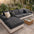 Modern Leaf Jacquard Water-Repellent Anti-Scratch Stretch Full Wrap Outdoor Couch Cover