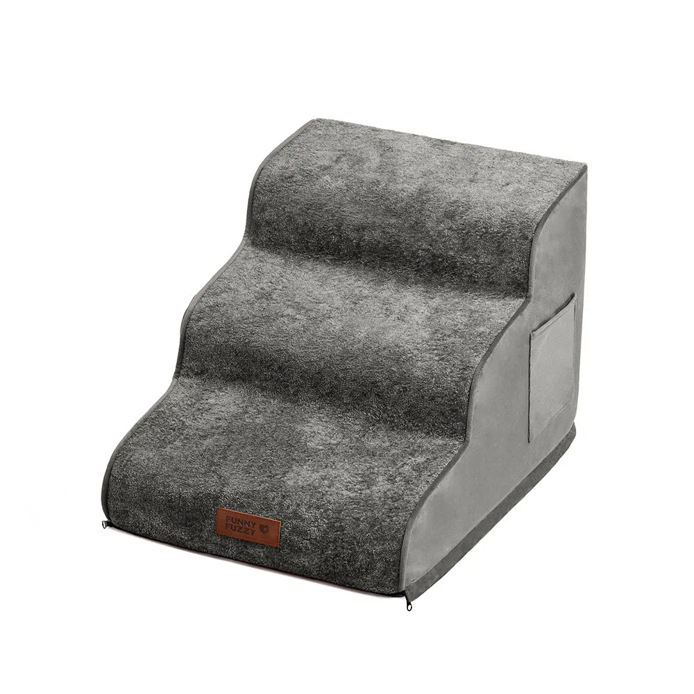 Plush Velvet 2-in-1 Foam Dog Stairs & Pet Mat for Bed