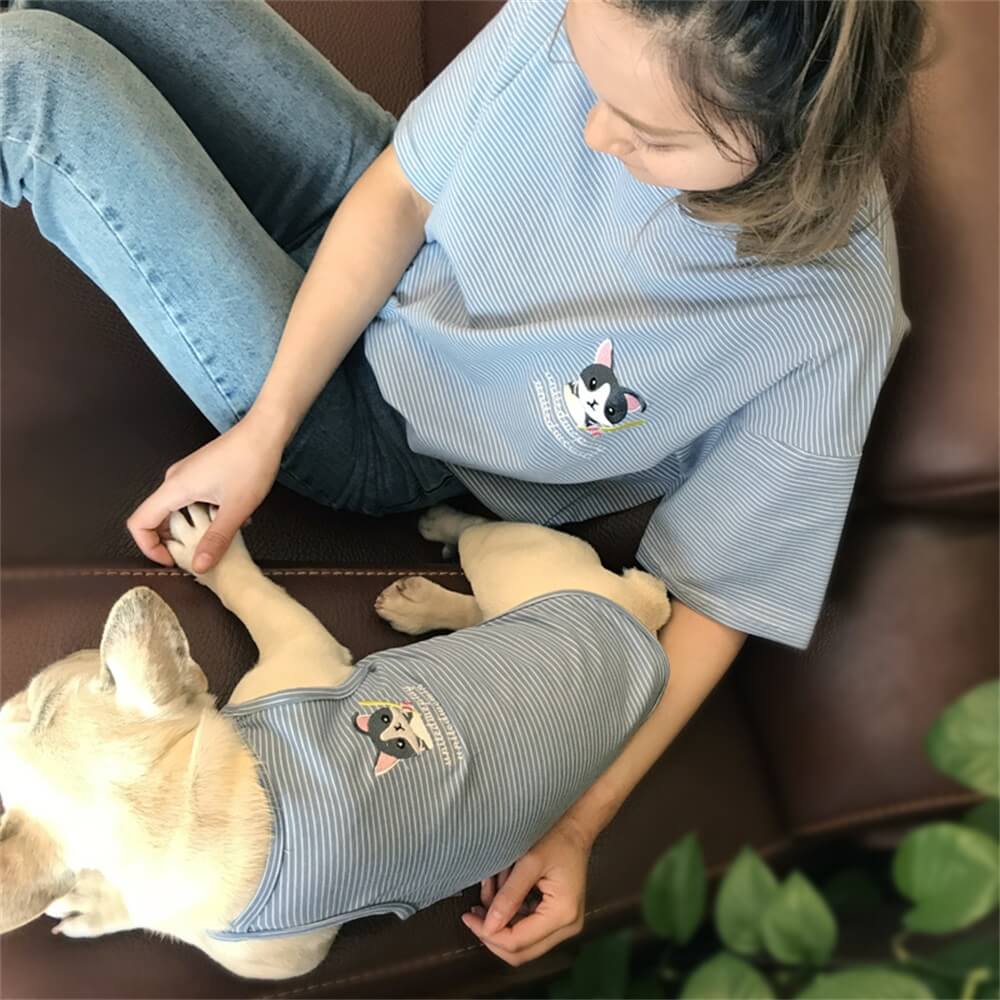 Ropa para mascotas Perro Traje para padres e hijos Manga corta a rayas