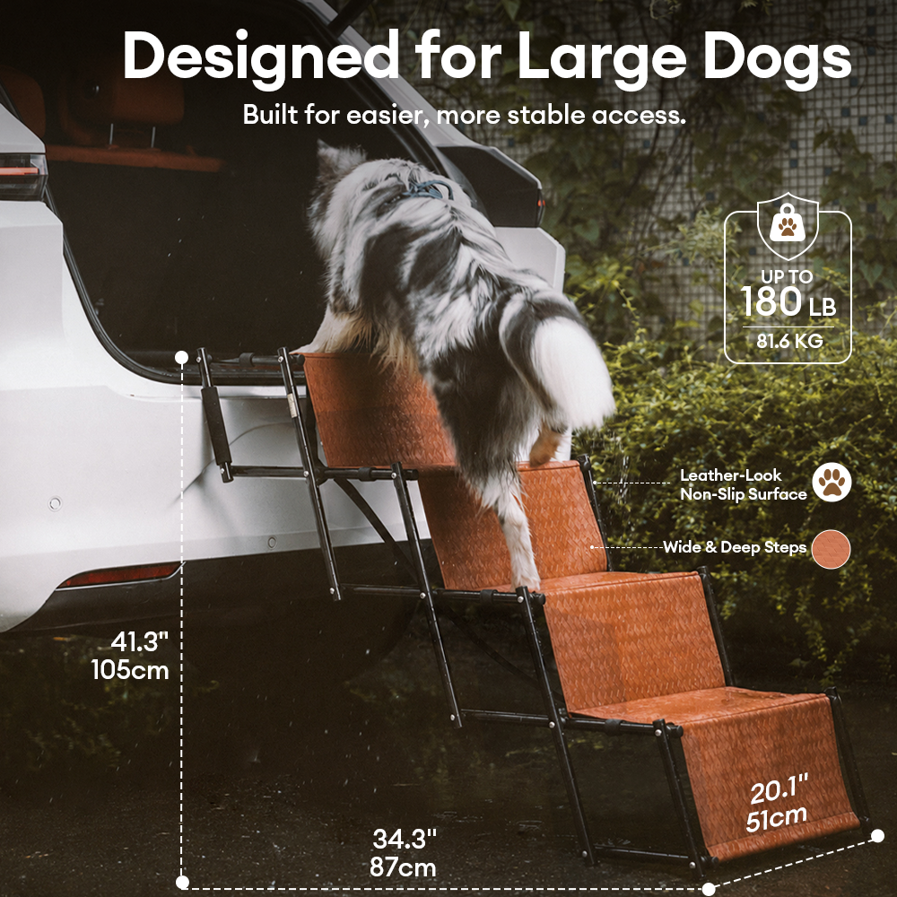 Foldable Dog Stairs for Car with Wide Non-Slip Steps - LuxeNest