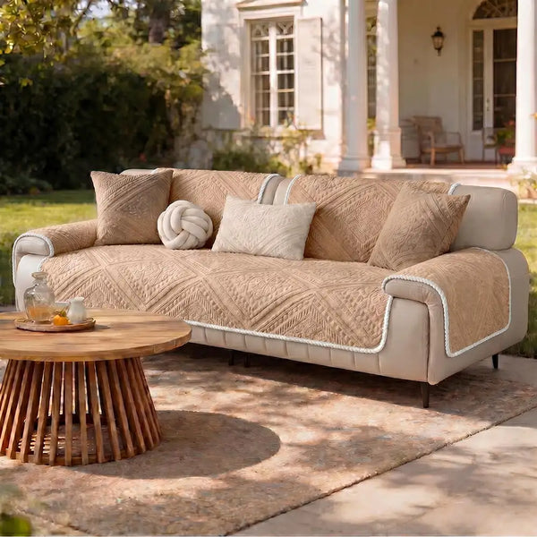 All Season Nordic Style Carved Plush Decorative Non-Slip Outdoor Couch Cover