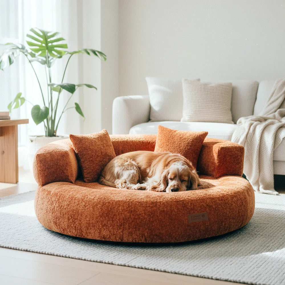 Luxe Diamond Velvet Removable Orthopedic Donut Dog Bed With Pillow - DreamNest
