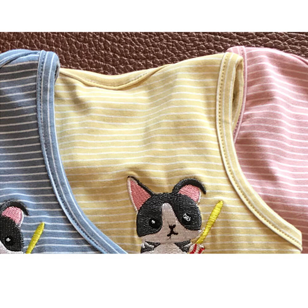 Pet Clothing Dog Parent-Child Outfit Striped Short Sleeve