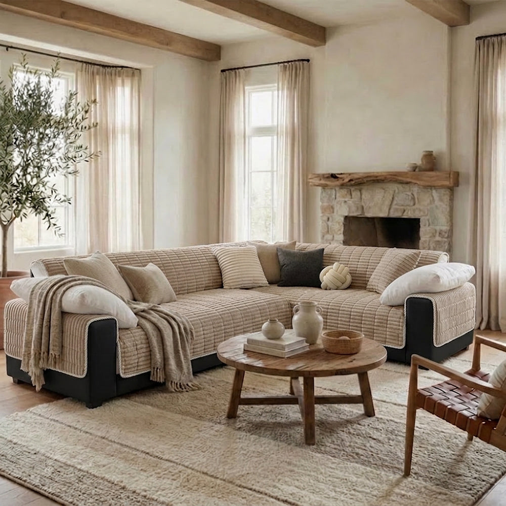 One-Piece Cozy Flannel Sofa Protection Non-Slip Sectional Couch