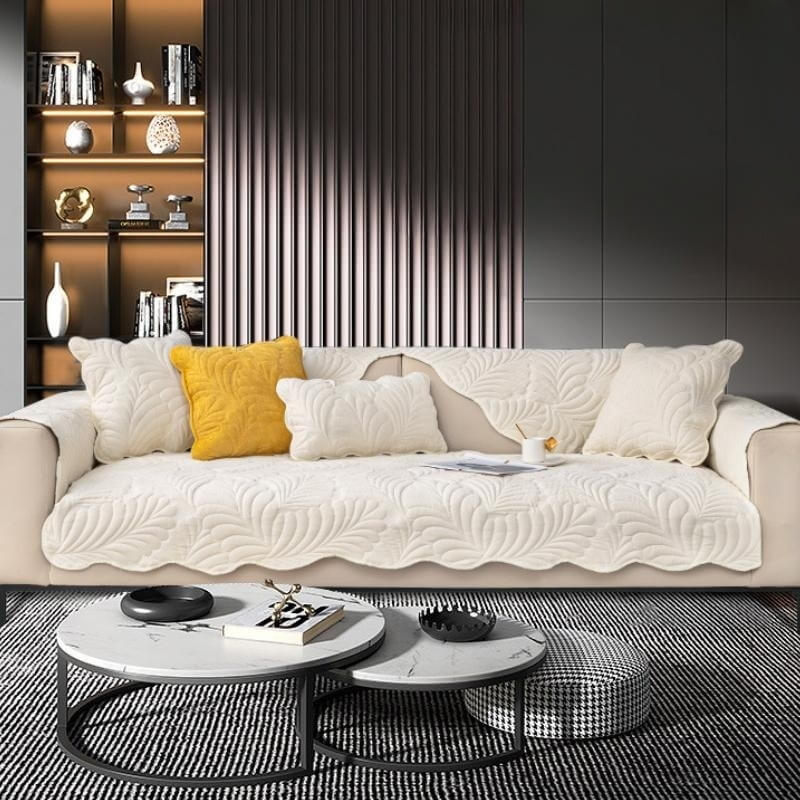 Capa de sofá protetora anti-riscos com tapete de algodão em folha