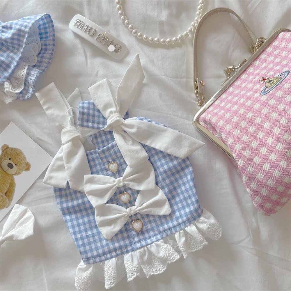 Elegant Gingham Bow Dog Dress - Perfect for Chic Outings