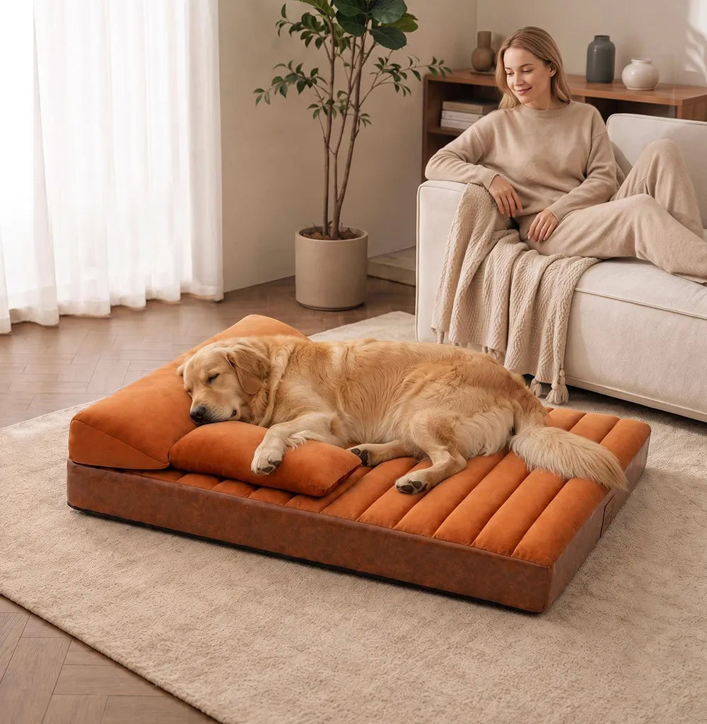 Large Waterproof Orthopedic Bolster Dog Sofa Bed - LuxeNest