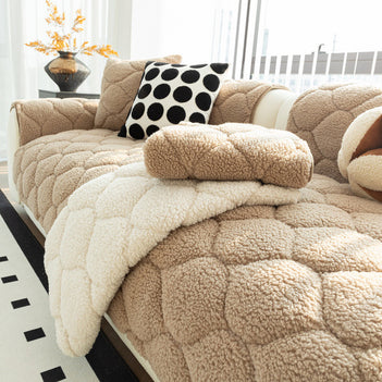 Pet-Friendly Thickened Soft Sherpa Fleece Non-Slip Sofa Protector Couch Cover