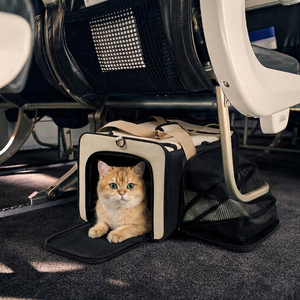 Outdoor Portable Airline Approved Breathable Large-Capacity Expandable Cat Carrier Bag - Travel Nest