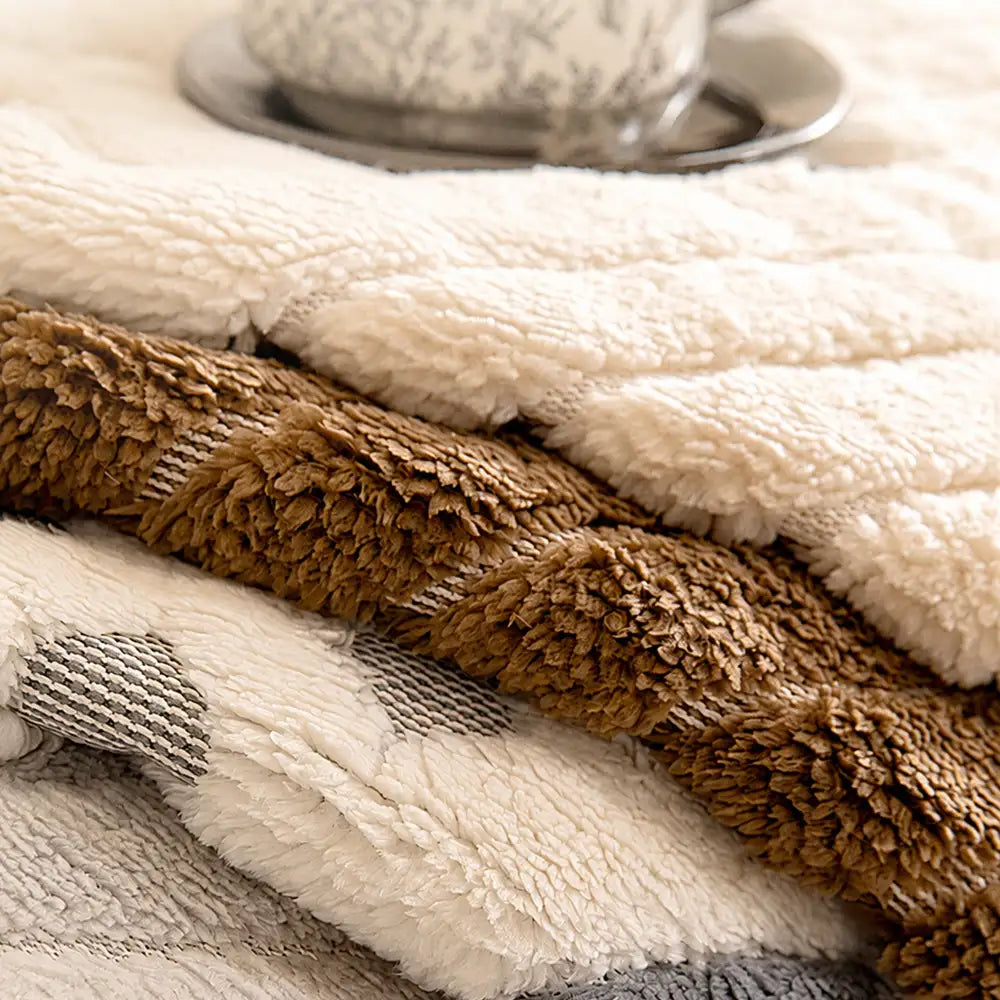 Thick Waffle-Textured Plush Non-Slip Couch Cover
