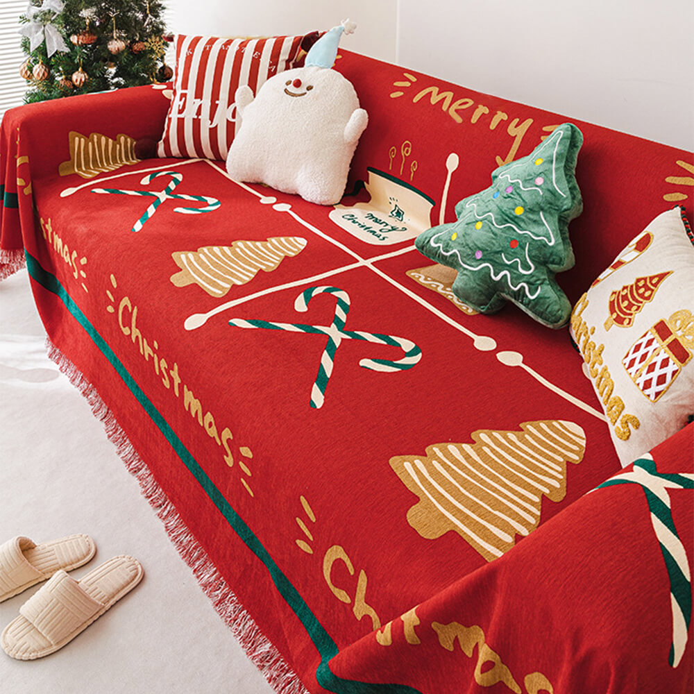 Christmas Red Waterproof Anti-Slip One-Piece Couch Cover