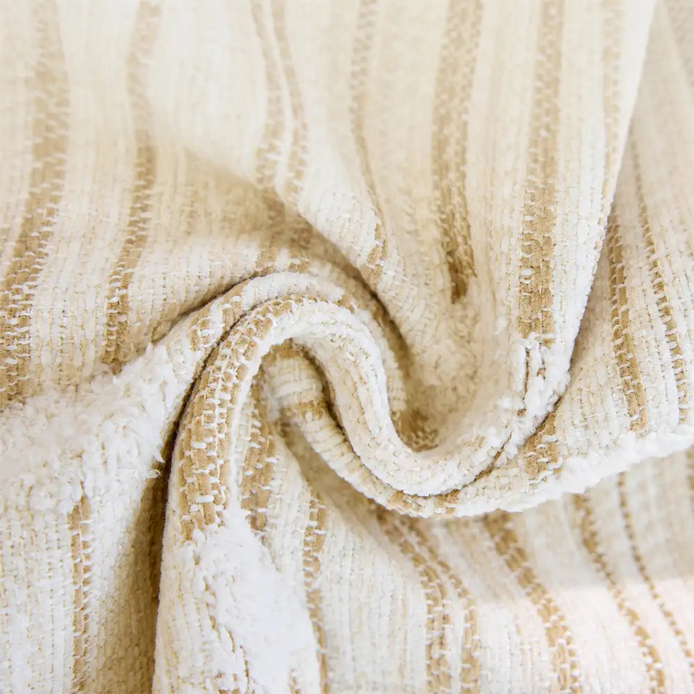Modern Textured Striped Chenille Non-Slip Couch Cover